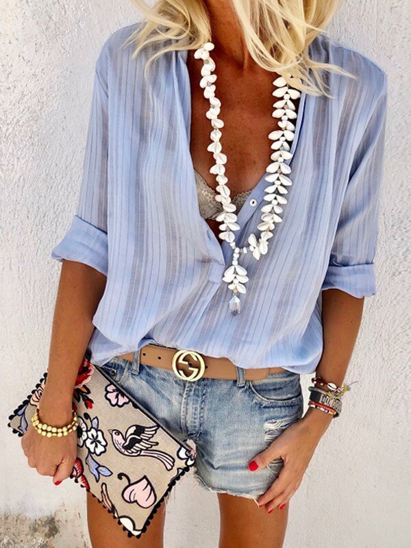 Women V Nevk Half Sleeve Casual Blouse