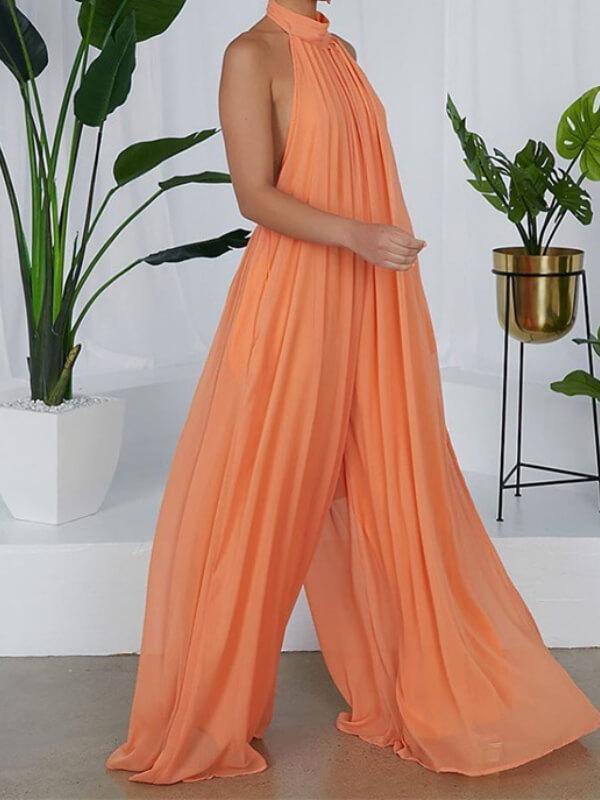 Women Casual Chiffon Loose Backless Jumpsuits - CHALIER