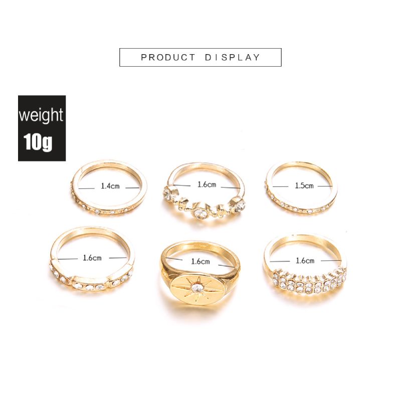 Female Design Gold Rings Woman Hot Stars Jewelry Set