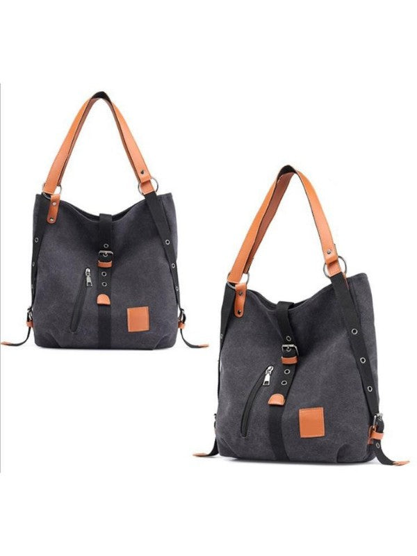 Women's Color Block Canvas Simple Shoulder Messenger Handbag