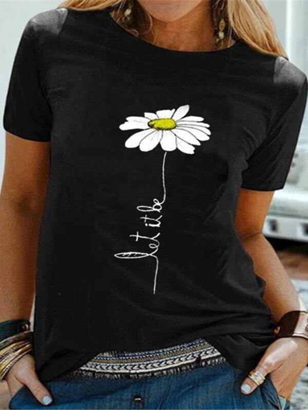 Women Casual Cotton-Blend Floral T-Shirt - CHALIER