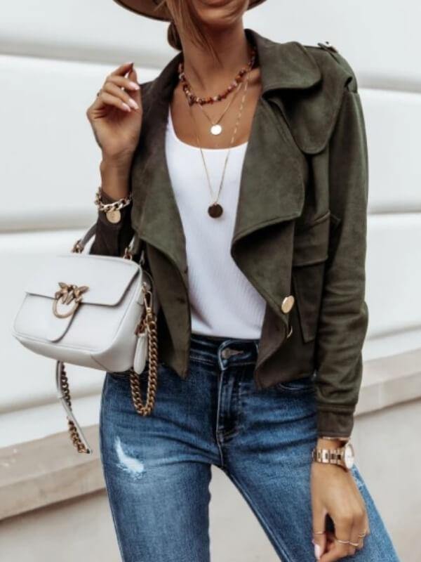 Women Vintage Long Sleeve Outerwear - CHALIER