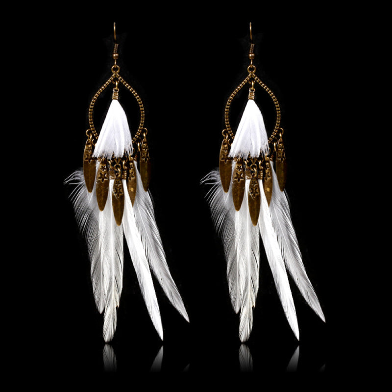 Female Bohemian Earrings Women Feather Drop Earrings