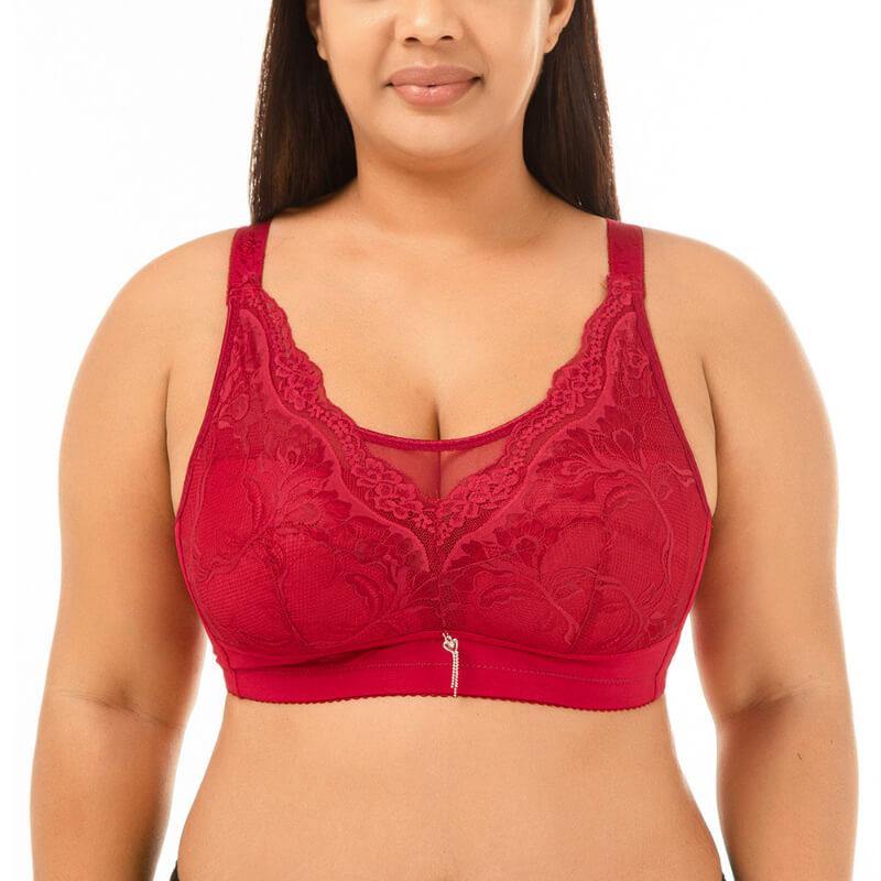 Women Plus Size Lace Push Up Full Coverage Bra - CHALIER