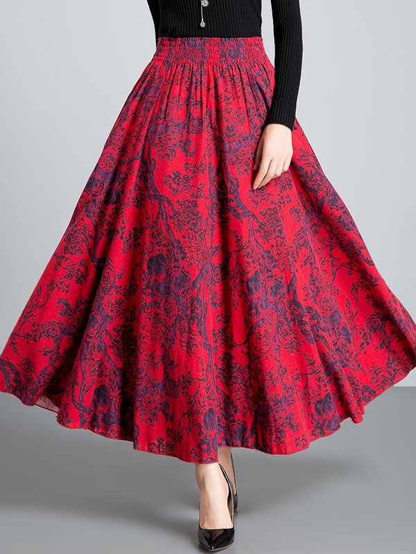 Women's Long Skirt Retro Printed Skirt
