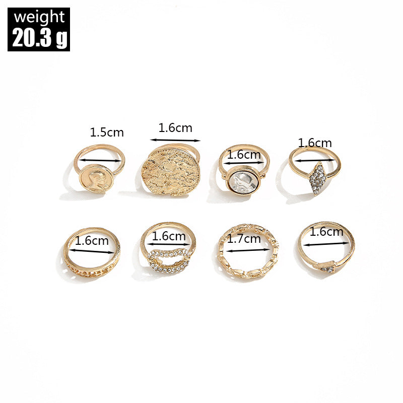 Female Design Rings Gold Fashionable Simple Jewelry Set