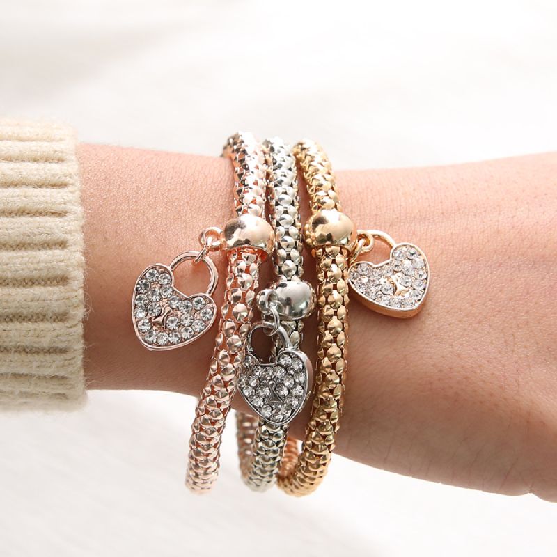 Female Fashionable Bracelets Woman Design Heart Drop Jewelry Set