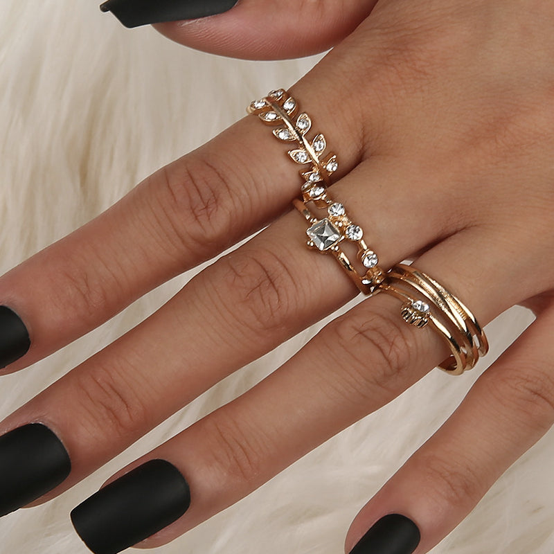 Female Fashionable Rings Woman Design Gold Jewelry Set