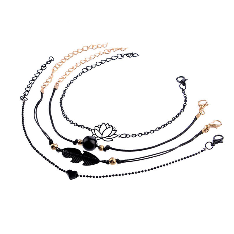 Female Fashionable Bracelets Women Black Bohemia Design Jewelry Set