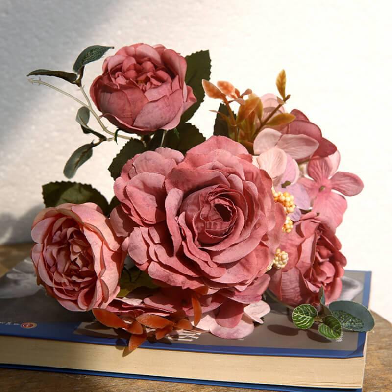 Artificial Hibiscus Bouquet Fake Flower Arrangements Desktop Indoor Decoration - CHALIER