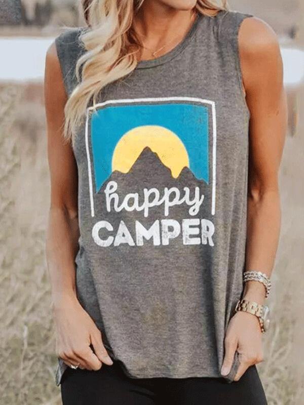 Women Casual Sleeveless Letter Cotton Vests - CHALIER