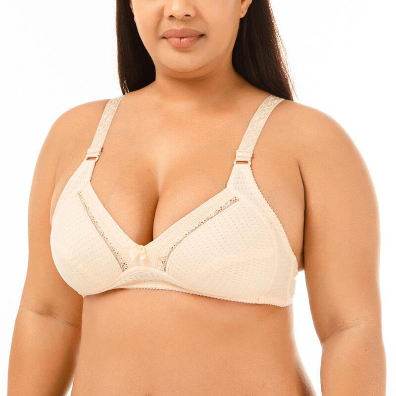Womens Plus Size Padded Sexy Comfort Simple Pattern Push Up Lace Bra - CHALIER