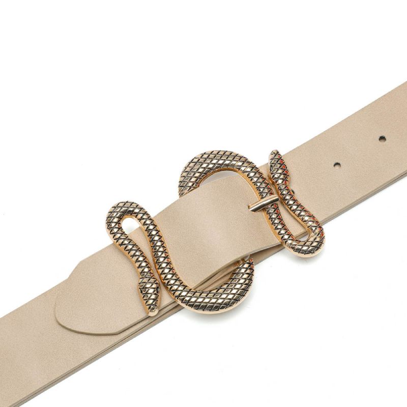 Women Design Fashion Dress Belt Snake Gold Metal Belt