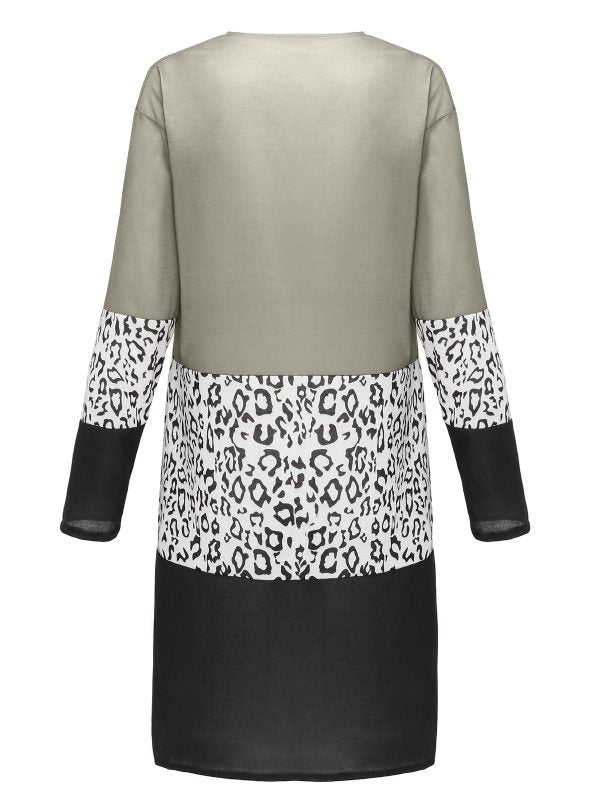 Women's Fashion Outwear Leopard Splice Coat