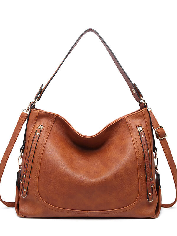 Women's Solid Simple Tote Bag Large Capacity Shoulder Messenger Handbag