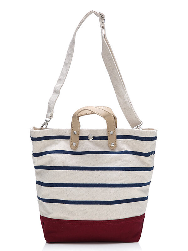 Canvas Striped Shoulder Messenger Handbag