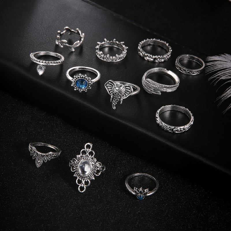 Female Design Hot Bohemia Rings Silver Fashionable Jewelry Set