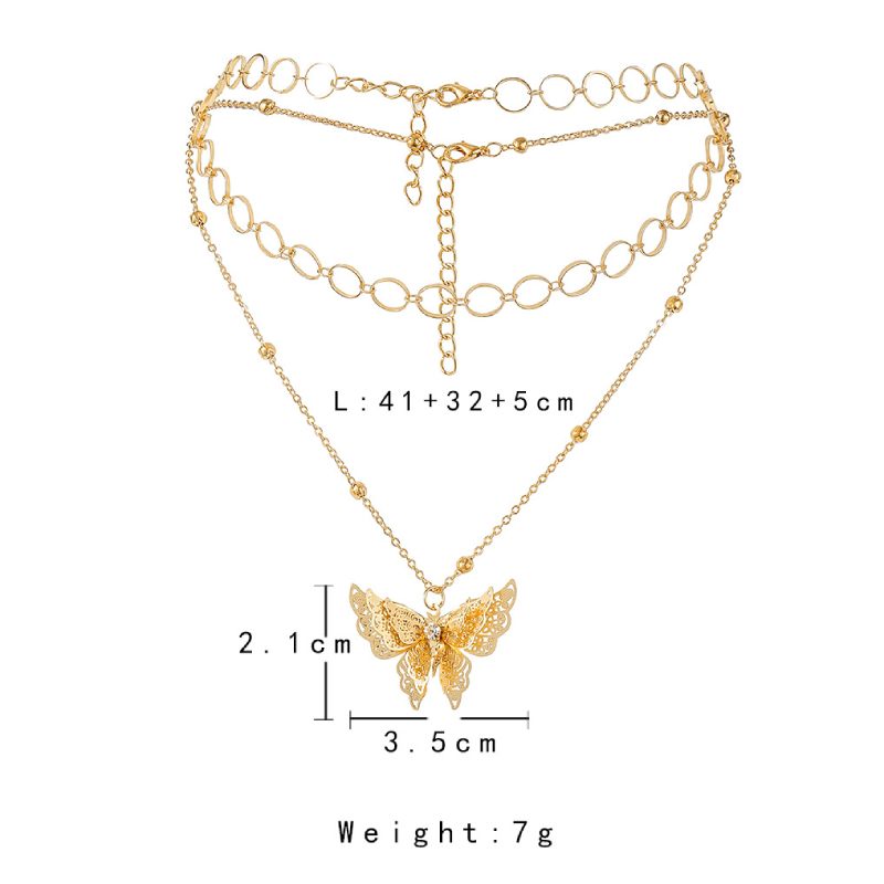 Female Hot Layered Necklaces Women Butterfly Gold Choker Design Jewelry