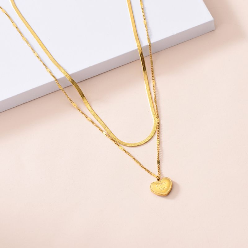 Female Layered Necklaces Women Gold Hot Heart Choker Jewelry