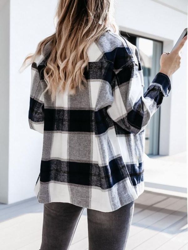 Women's Fashion Outwear Check Pattern Jacket