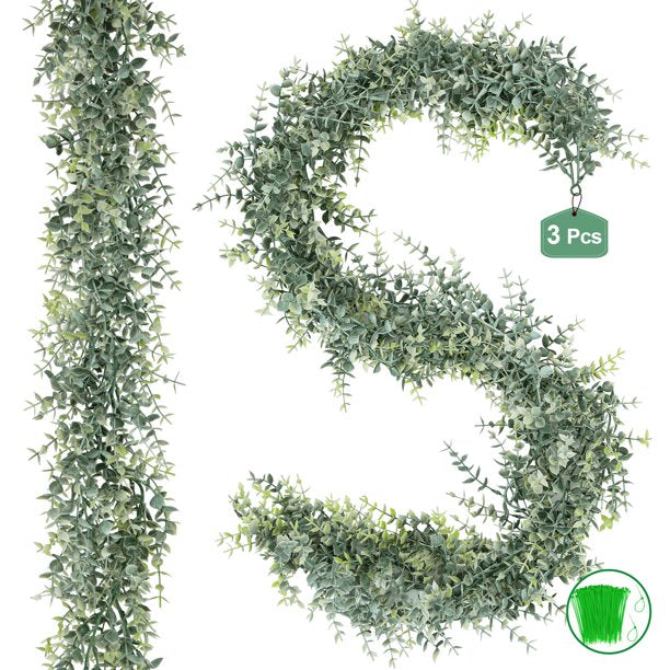 KomHome Artificial Plants Eucalyptus Garland Spring 3Pcs for Wedding Party