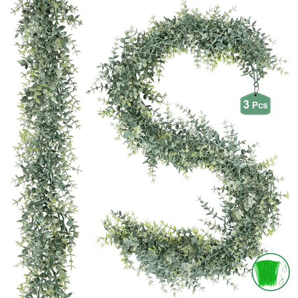 KomHome Artificial Plants Eucalyptus Garland Spring 3Pcs for Wedding Party