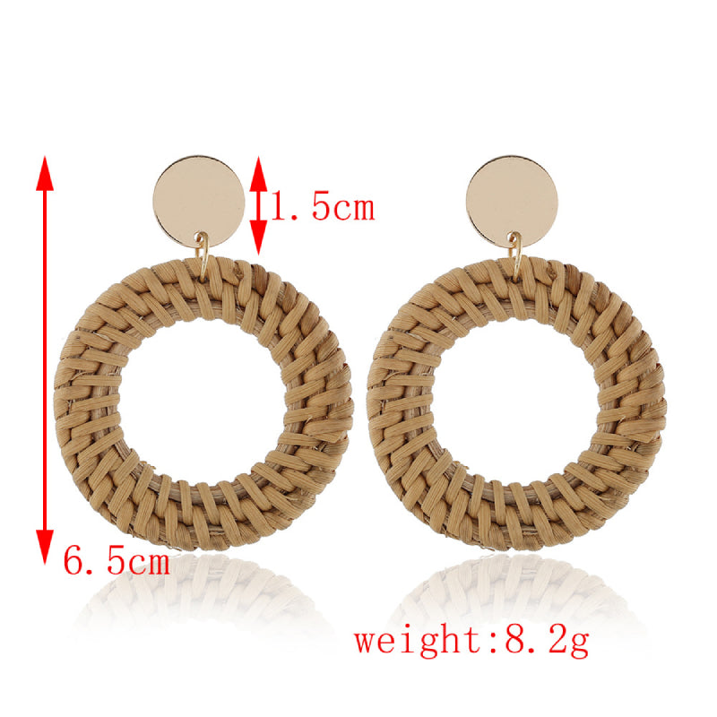 Female Bohemian Earrings Women Knitted Drop Hoops Earrings