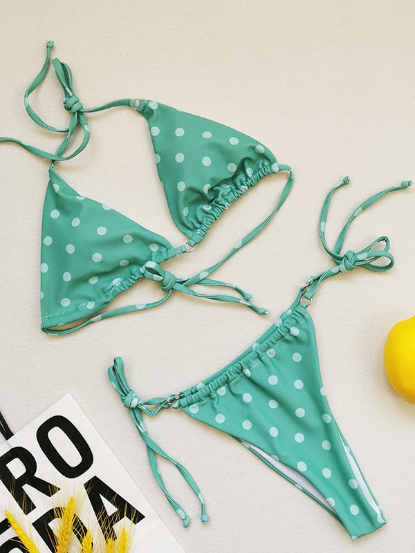 Sexy Bikini Soft Triangle Cup Drawstring Two-Piece Swimsuits