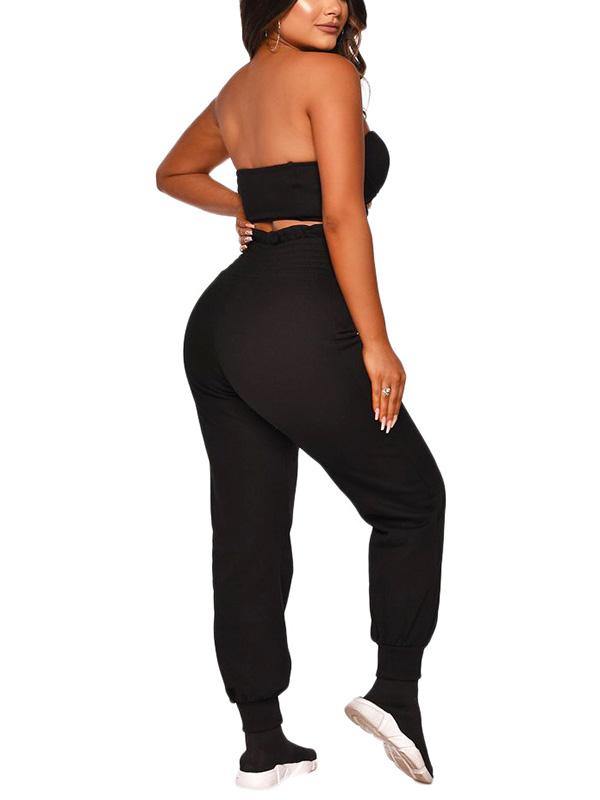 Women's Casual Sexy Strapless Tops and Pants Outfit Two Piece Set - CHALIER