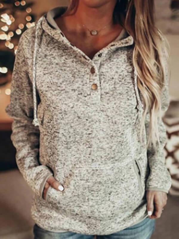 Ladies Casual Long Sleeve Cotton-Blend Hoodies - CHALIER