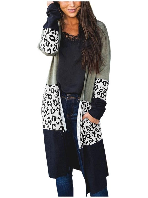 Women's Fashion Outwear Leopard Splice Coat