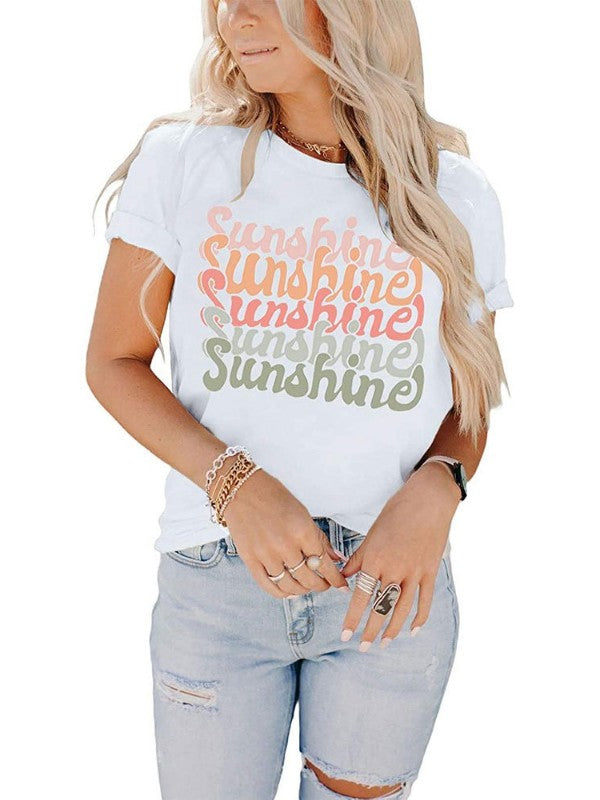 Women Letter Printed Short Sleeve T-Shirt
