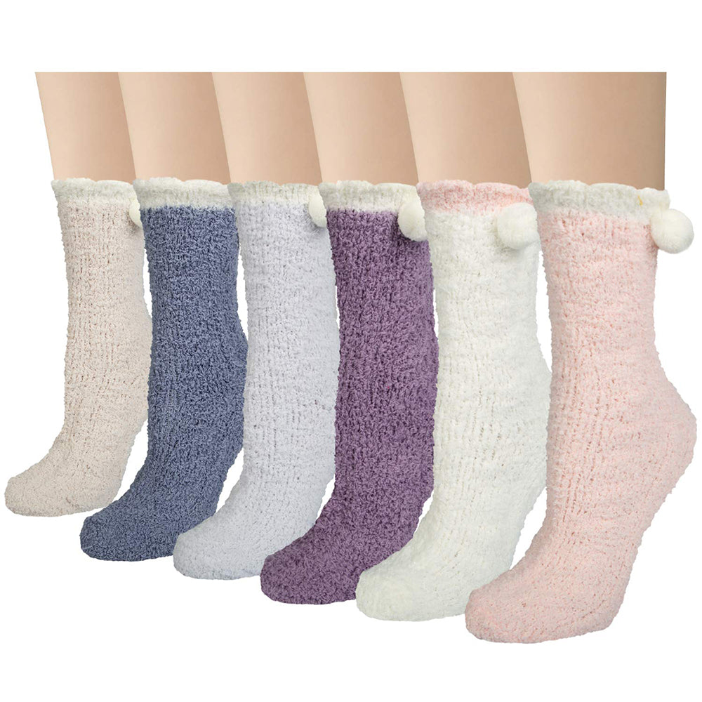 Womens Fuzzy Christmas Socks Winter Fluffy Cozy Soft Slipper Socks Gifts 6 Pairs