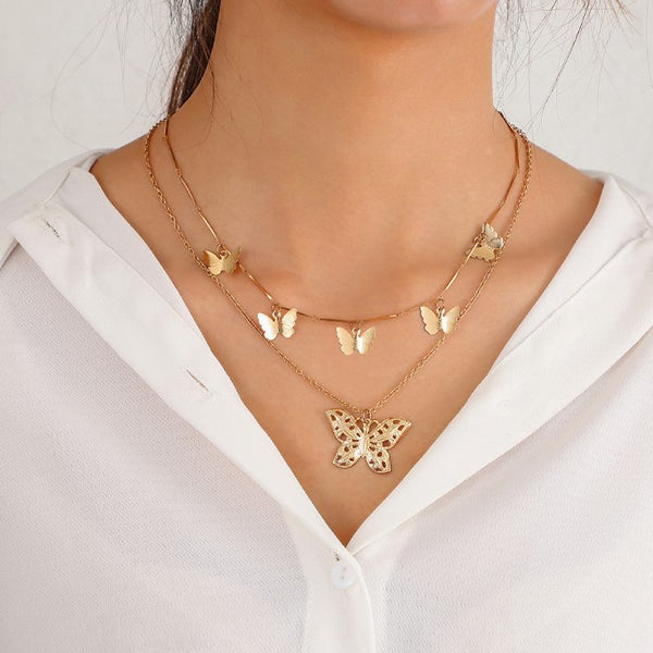 Female Hot Necklaces Women Gold Butterfly Choker Design Jewelry