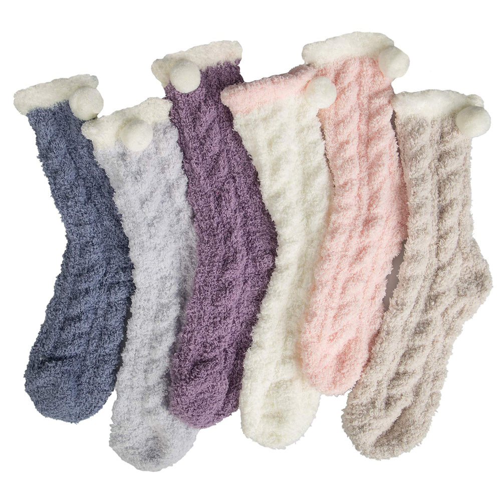 Womens Fuzzy Christmas Socks Winter Fluffy Cozy Soft Slipper Socks Gifts 6 Pairs