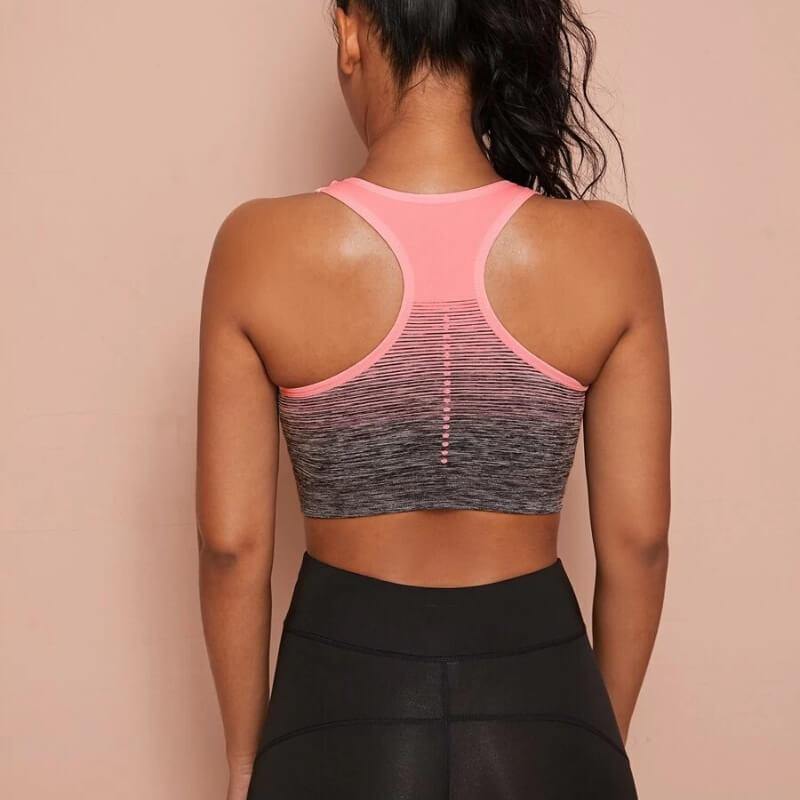 Women Medium Support Two Tone Racer Back Jockey Sports Yoga Padded Bra - CHALIER