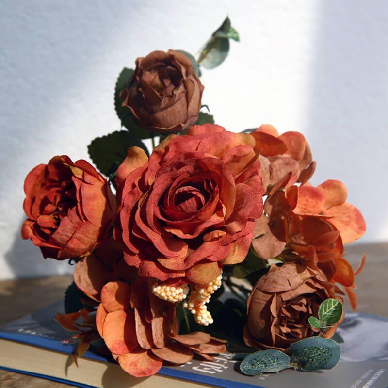 Artificial Hibiscus Bouquet Fake Flower Arrangements Desktop Indoor Decoration - CHALIER