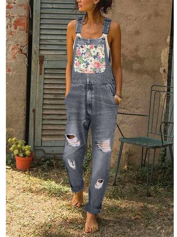 Chalier Sleeveless One-Pieces Denim Overalls Slim Fit Stretch Jumpsuit - CHALIER