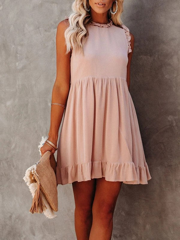 Women's Fashion Dress Falbala Sleeves Dress