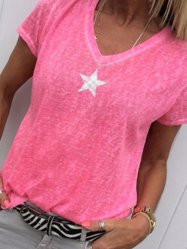 Women Plus Size Casual Short Sleeve T-Shirt - CHALIER