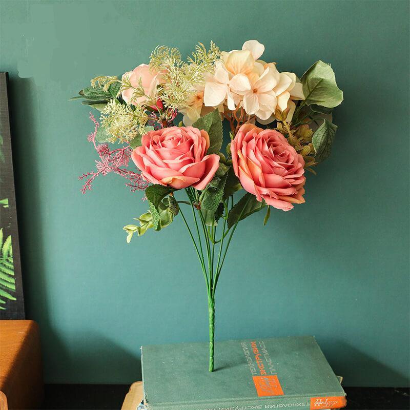 Artificial Flowers Bouquet Vintage Fake Silk Flowers Real looking Home&Wedding Decoration - CHALIER