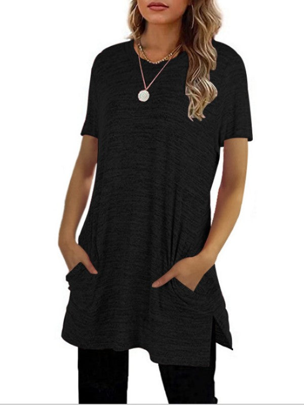 Women Casual Short Sleeve Long T-Shirt