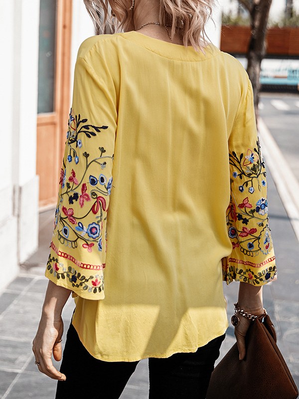 Women's Fashion Top Casual Embroidery Design Shirt