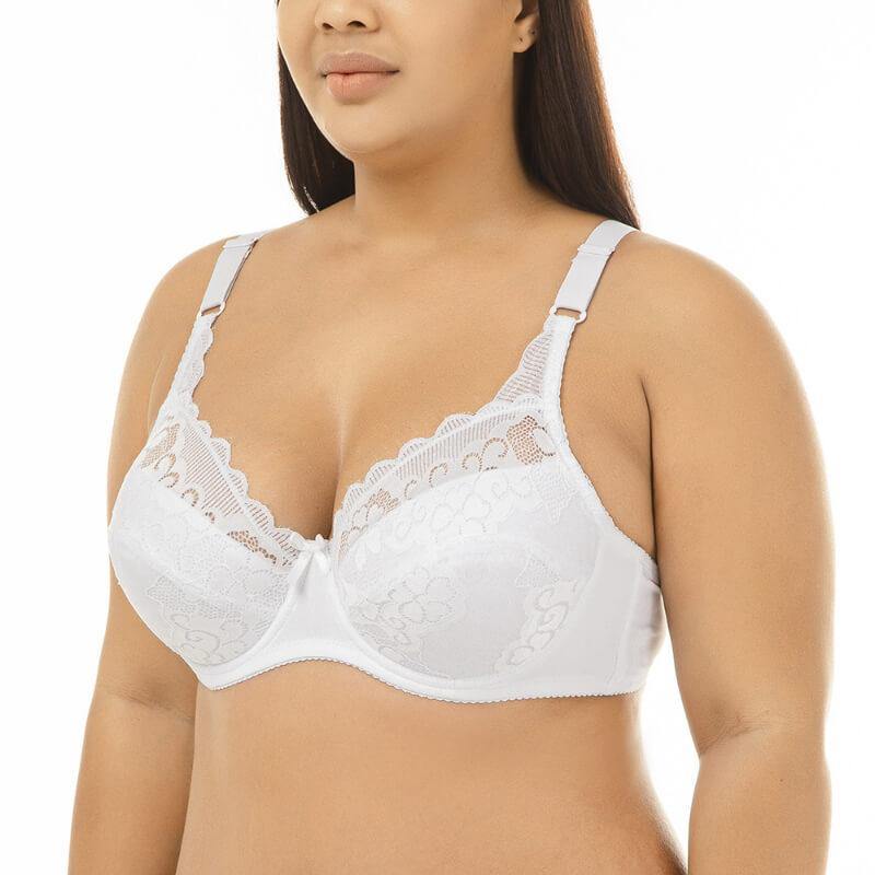 Women Plus Size Bra Push Up Floral Lace Full Coverage Comfort Bra - CHALIER