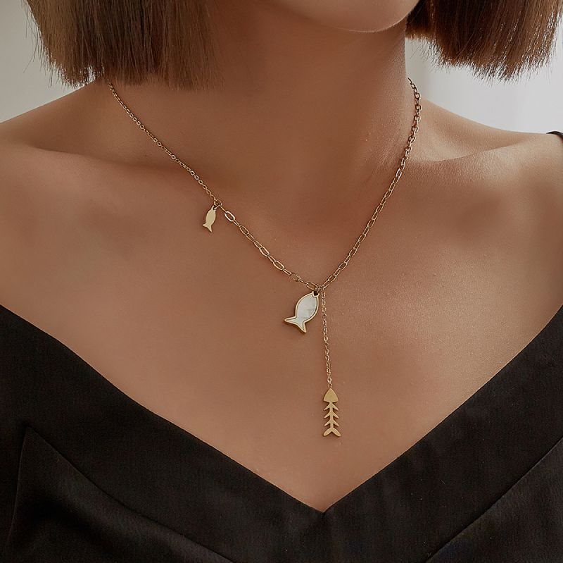 Female Hot Necklaces Women Gold Choker Fish Design Jewelry