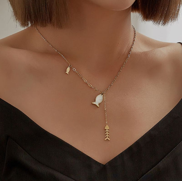 Female Hot Necklaces Women Gold Choker Fish Design Jewelry