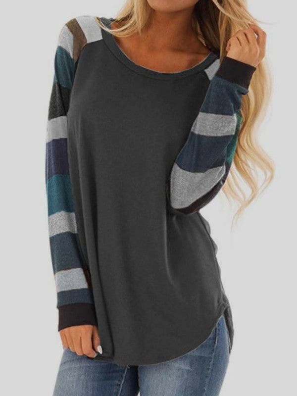Women Color Block Casual Long Sleeve T-Shirt