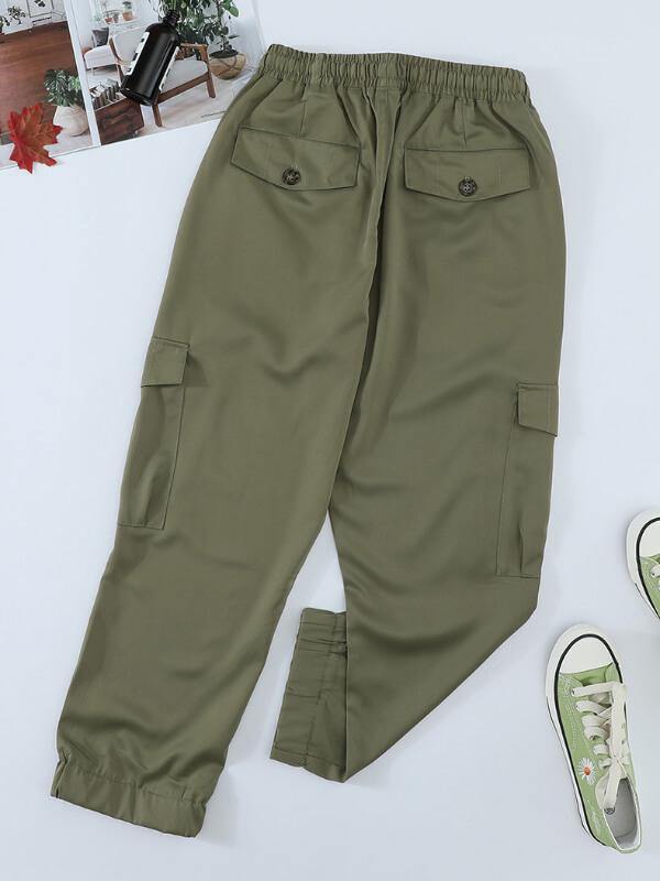 Chalier Sky Blue Drawstring Cargo Pocketed Joggers - CHALIER