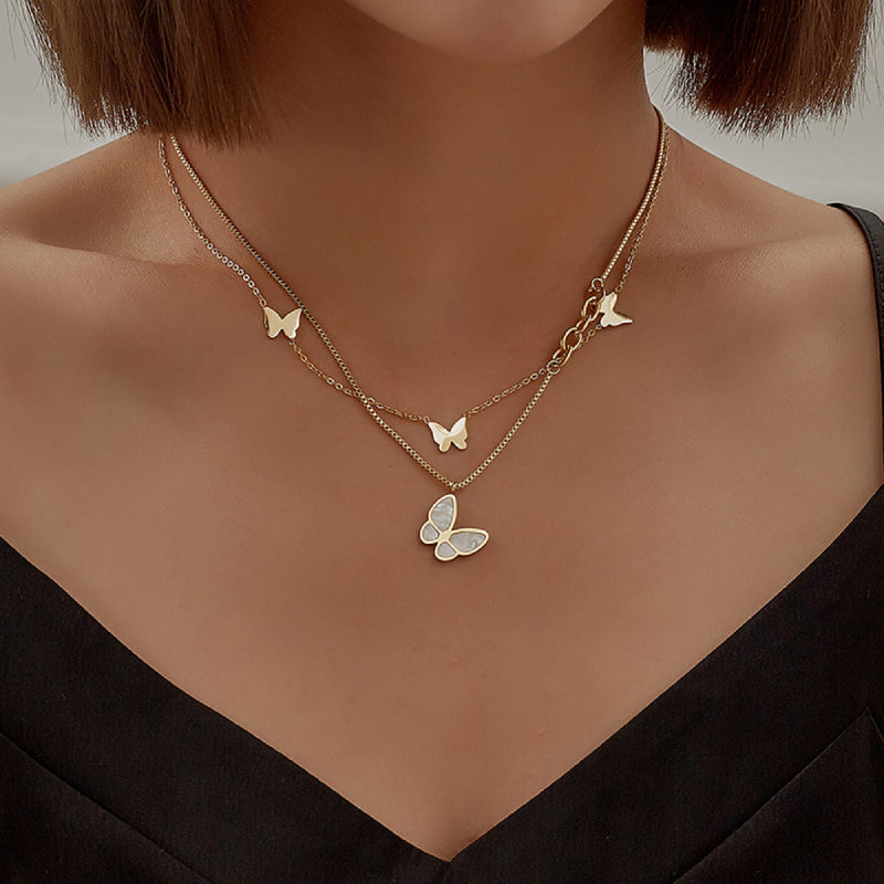 Female Layered Necklaces Women Gold Hot Butterfly Choker Jewelry
