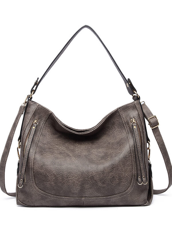 Women's Solid Simple Tote Bag Large Capacity Shoulder Messenger Handbag